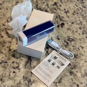 Blue Portable Power Bank with USB Cable NIB